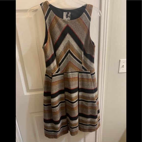 Brown/Red Striped Dress, Coconinno. Modcloth L - Picture 2 of 6